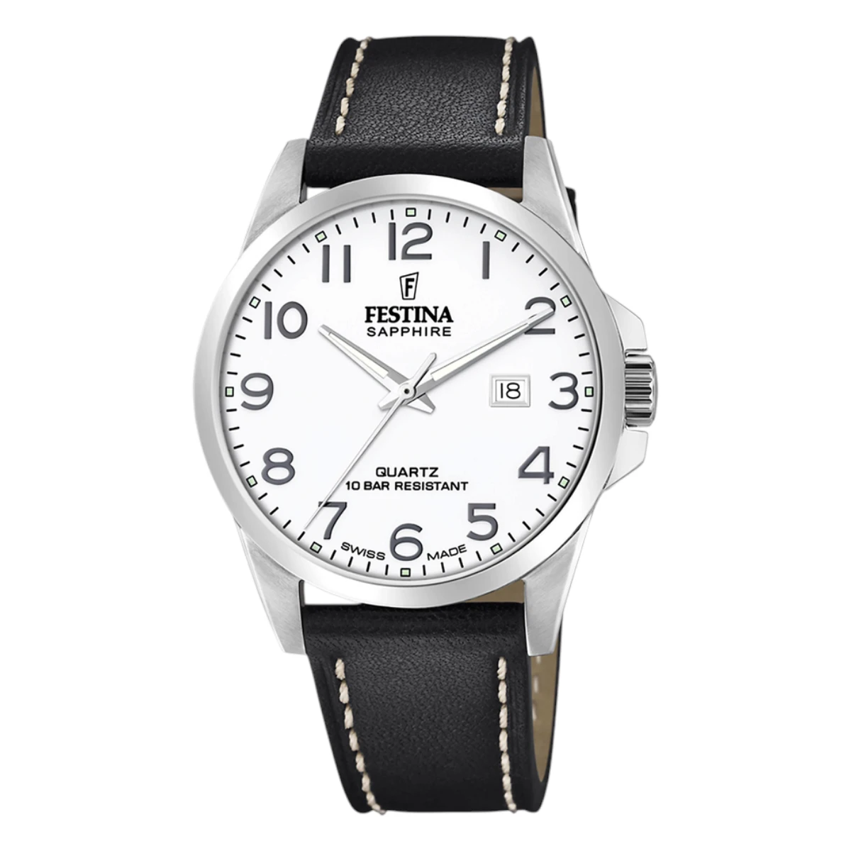 Festina_F20446-1 Festina Classic Strap Svart Läder Vit