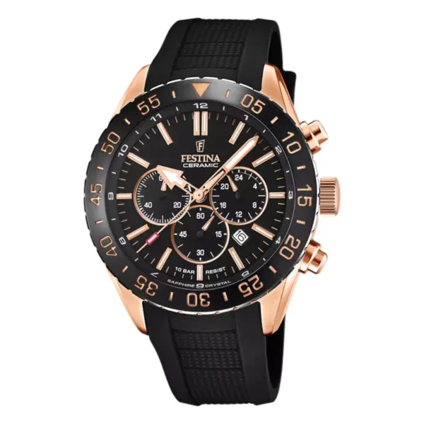 Festina Ceramic Chronograph Roséguld Svart