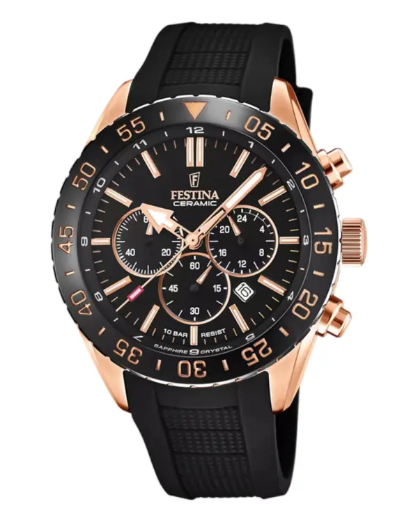 Festina Ceramic Chronograph Roséguld Svart