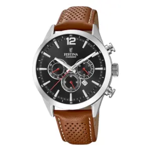 Festina Timeless Chronograph Brunt Läder Svart