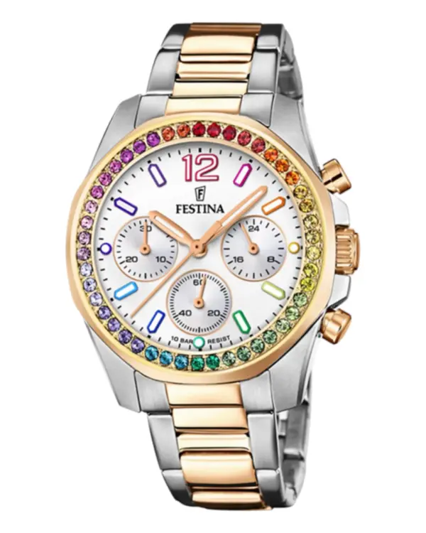 Festina Boyfriend Rainbow Chronograph Vit Pärlemor