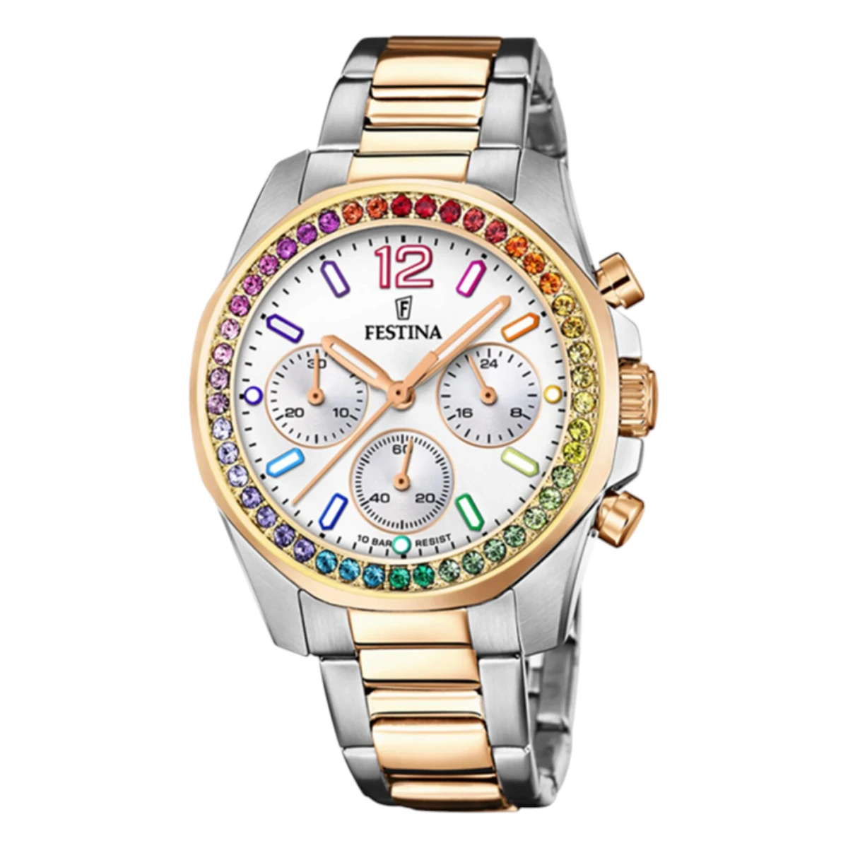 Festina_F20608-2 Festina Boyfriend Rainbow Chronograph Vit Pärlemor