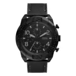 Fossil Bronson Quartz Kronograf Svart Läderarmband Svart