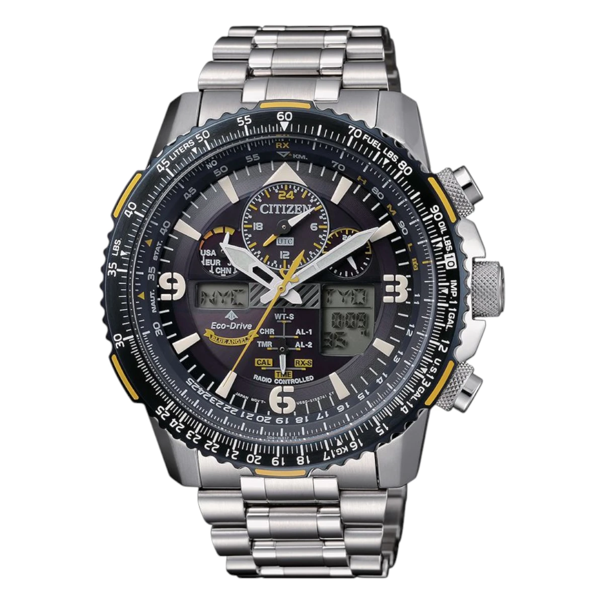 JY8078-52L_1 Citizen Promaster Skyhawk A-T Eco-Drive Stållänk Blå