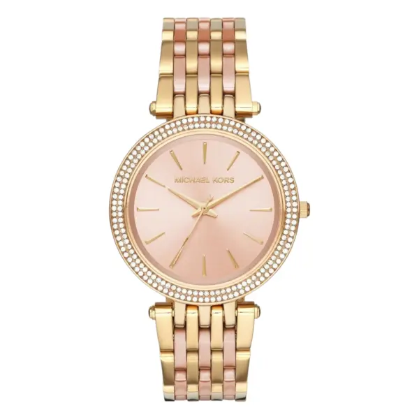 Michael Kors Darci Pavé Quartz Guldfärgad Stållänk Rosa