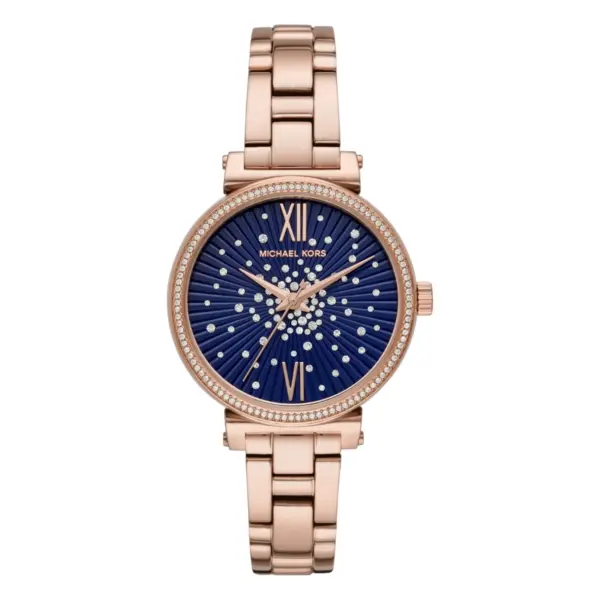 Michael Kors Sofie Quartz Kristaller Roséguldfärgad Stållänk Blå