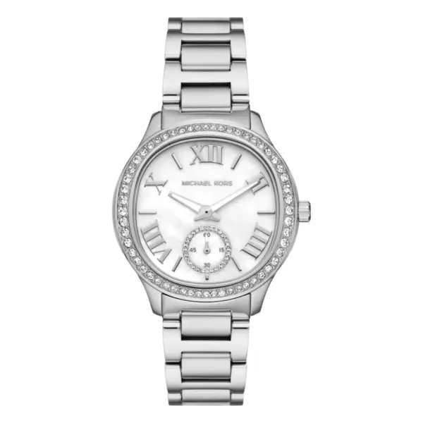 Michael Kors Sage Pavé Quartz Stållänk Vit Pärlemor
