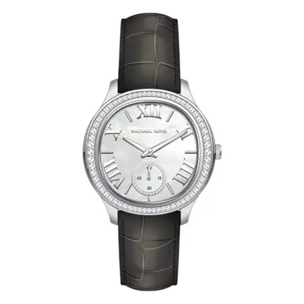 Michael Kors Sage Pavé Quartz Läderarmband Vit Pärlemor