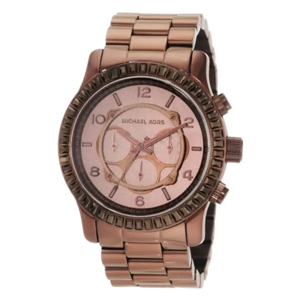 Michael Kors Runway Quartz Kronograf Kristaller Brun Stållänk Brun/Rosa