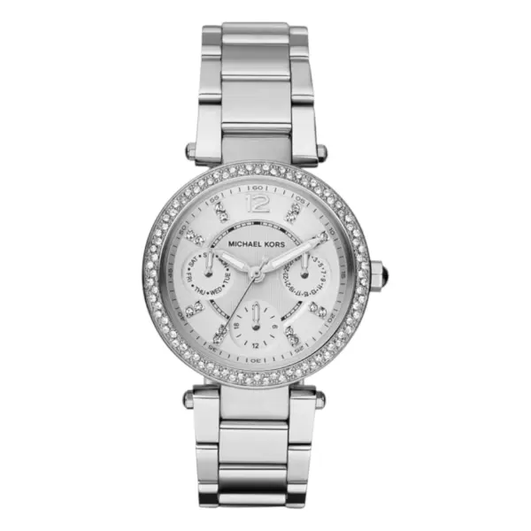 Michael Kors Mini Parker Pavé Quartz Multifunktion Stållänk Vit