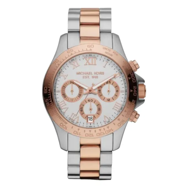 Michael Kors Layton Quartz Kronograf Tvåfärgad Stållänk Vit