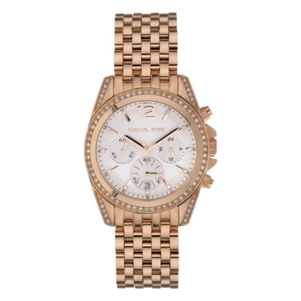 Michael Kors Pressley Quartz Kronograf Roséguldfärgad Stållänk Vit