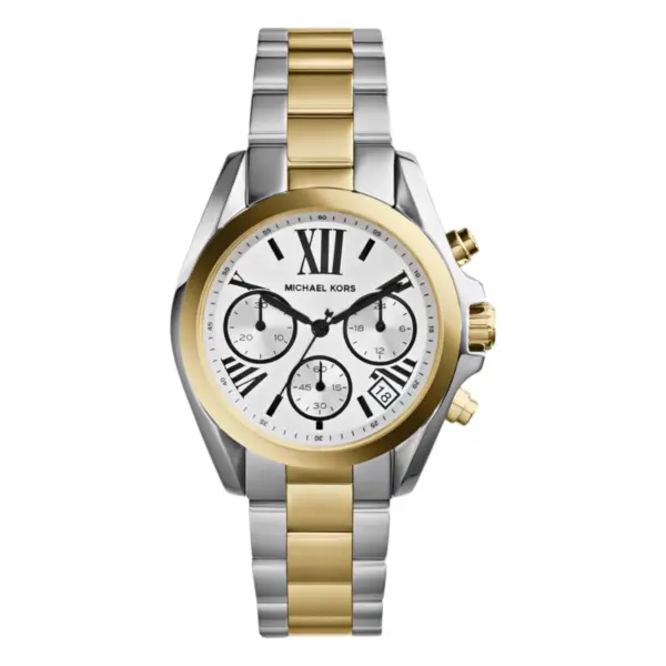 Michael Kors Bradshaw 36 mm Quartz Kronograf Tvåfärgad Stållänk Silver