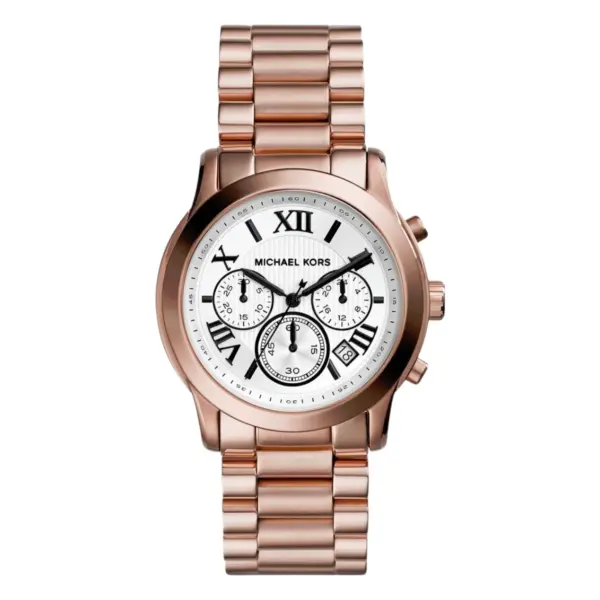 Michael Kors Cooper Quartz Kronograf Roséguldfärgad Stållänk Vit