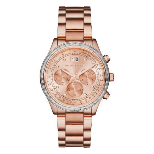 Michael Kors Brinkley Quartz Kronograf Kristaller Roséguldfärgad Stållänk Roséguld