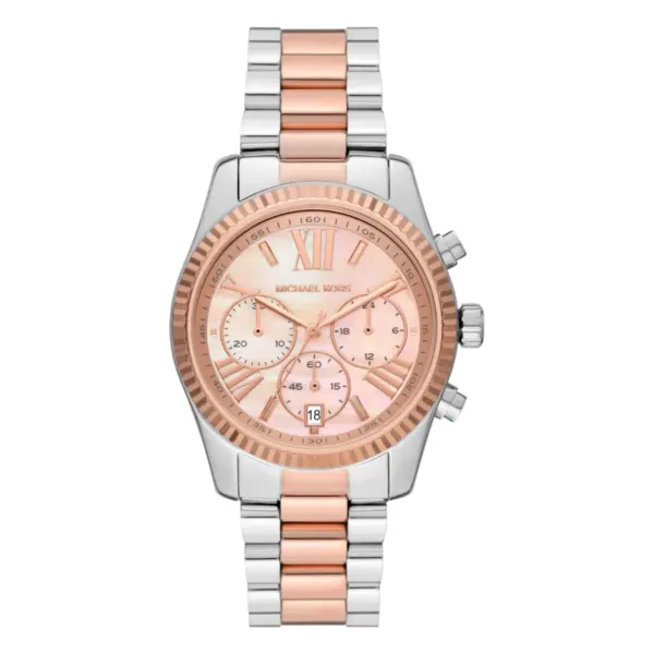 Michael Kors Lexington 38 mm Quartz Kronograf Tvåfärgad Stållänk Rosa pärlemor