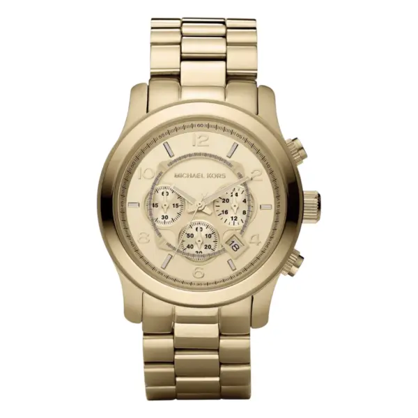 Michael Kors Runway 45 mm Quartz Kronograf Guldfärgad Stållänk Guld