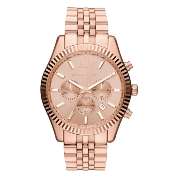 Michael Kors Lexington 45 mm Quartz Kronograf Roséguldfärgad Stållänk Roséguld
