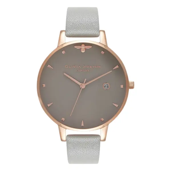 Olivia Burton Queen Bee Quartz Roséguldfärgad Läderarmband Grå