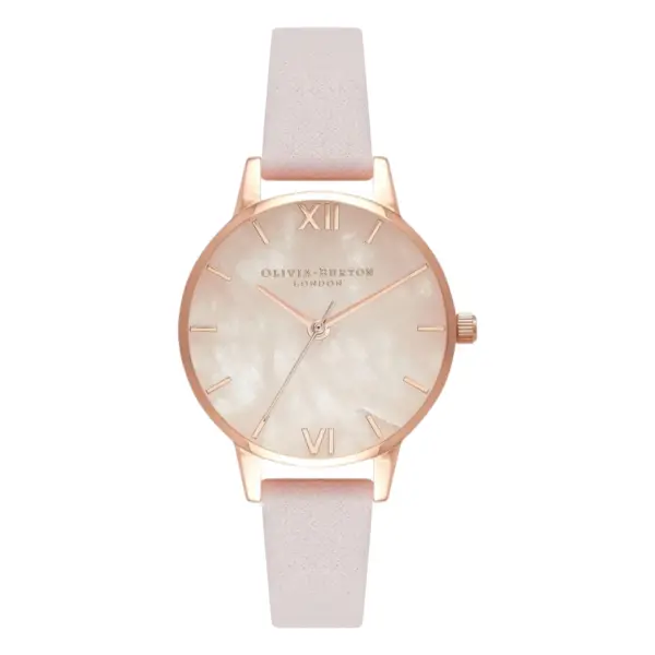 Olivia Burton Semi Precious Quartz Roséguldfärgad Läderarmband Rosa