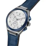 Maserati herrklocka med blått läderarmband Vit - Bild 2