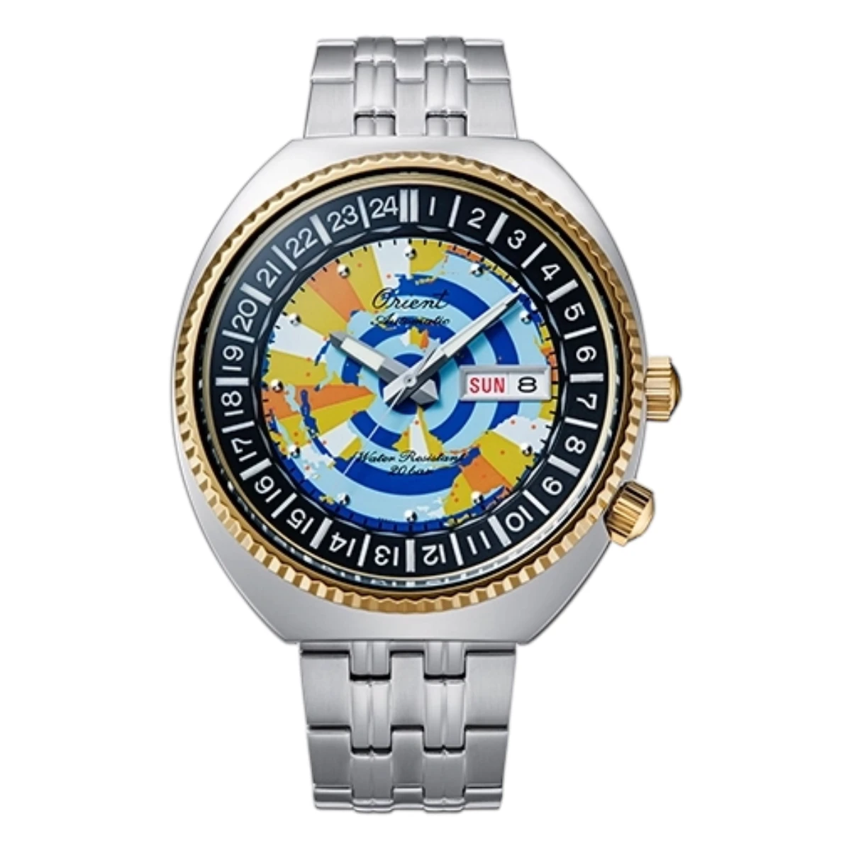 RA-AA0E08Y39B_1 Orient Revival World Map Limited Edition Automatic Stållänk Flerfärgad