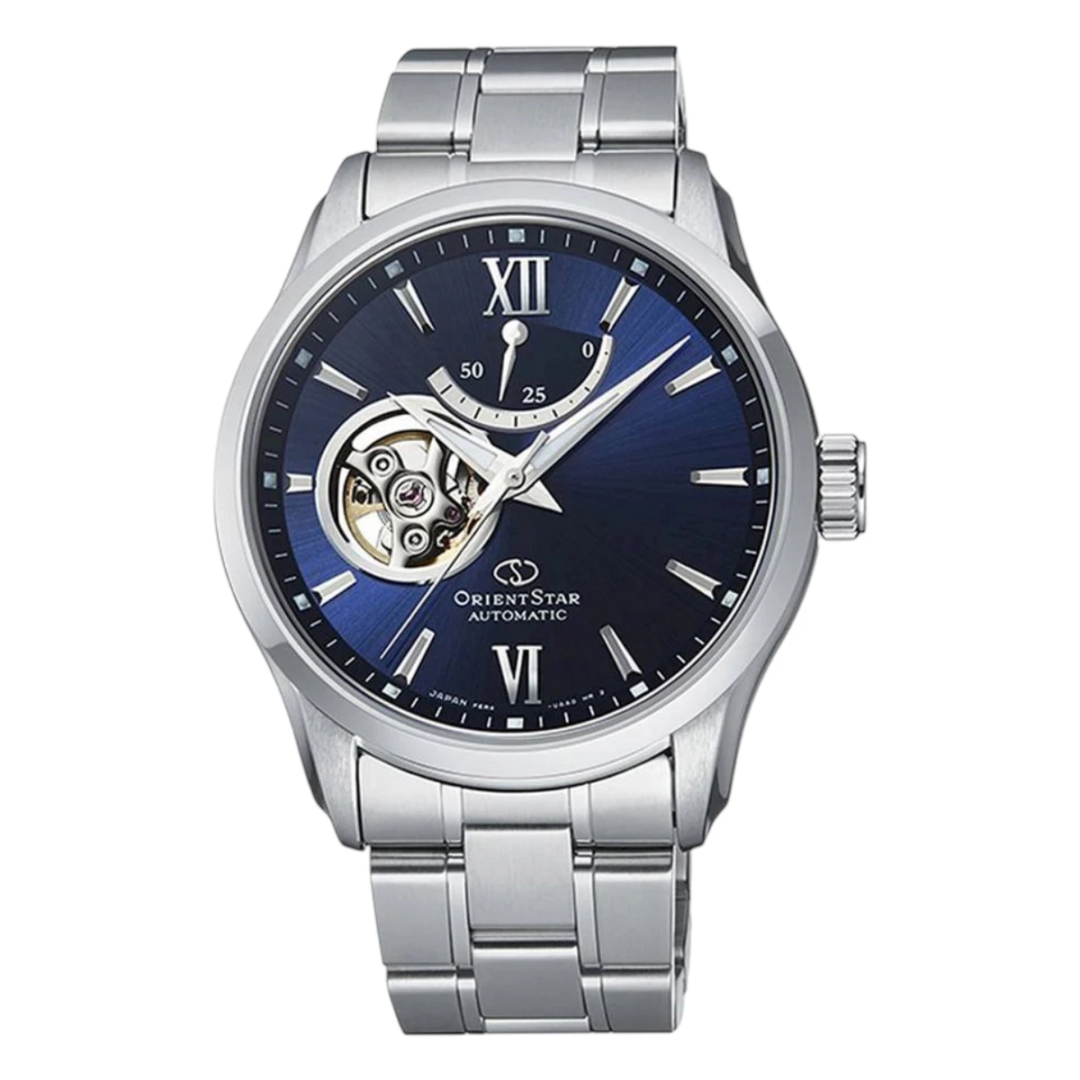 RE-AT0001L00B_1 Orient Star Open Heart Automatic Stållänk Blå