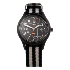Timex herrklocka med kvartsverk och flerfärgat nylonarmband – Svart