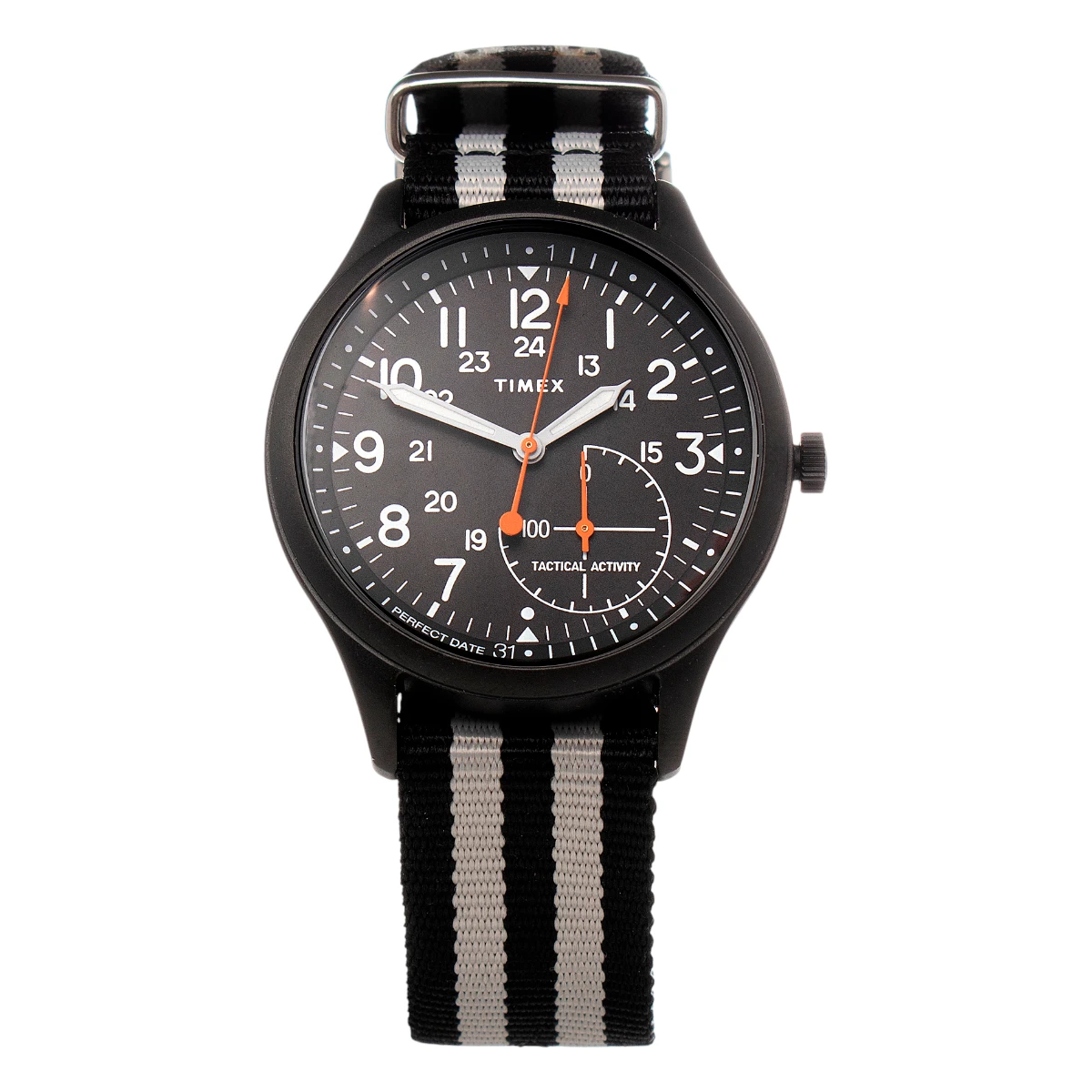 TW2V10600LG Timex herrklocka med kvartsverk och flerfärgat nylonarmband – Svart