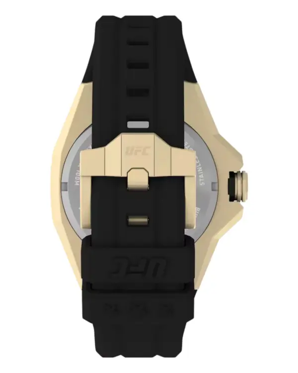 Timex automatisk herrklocka med svart silikonarmband – Guldfärgad