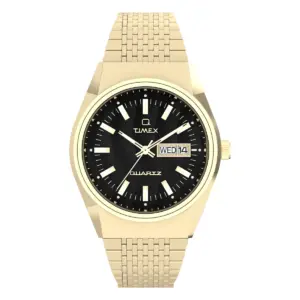 Timex Q Falcon Eye guldfärgad stållänk Svart