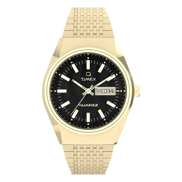 Timex Q Falcon Eye guldfärgad stållänk Svart