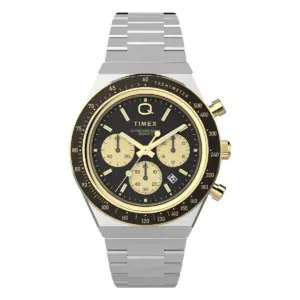 Timex Q Chronograph tvåtonad stållänk Svart