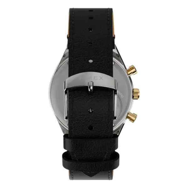 Timex Q Chronograph med läderarmband Svart