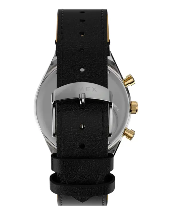 Timex Q Chronograph med läderarmband Svart
