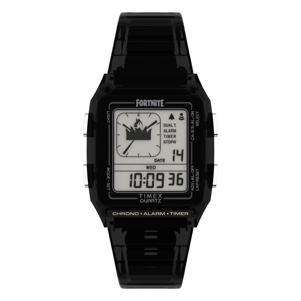 TW2W96500 Timex Q Timex LCA x Fortnite med resinarmband Grå