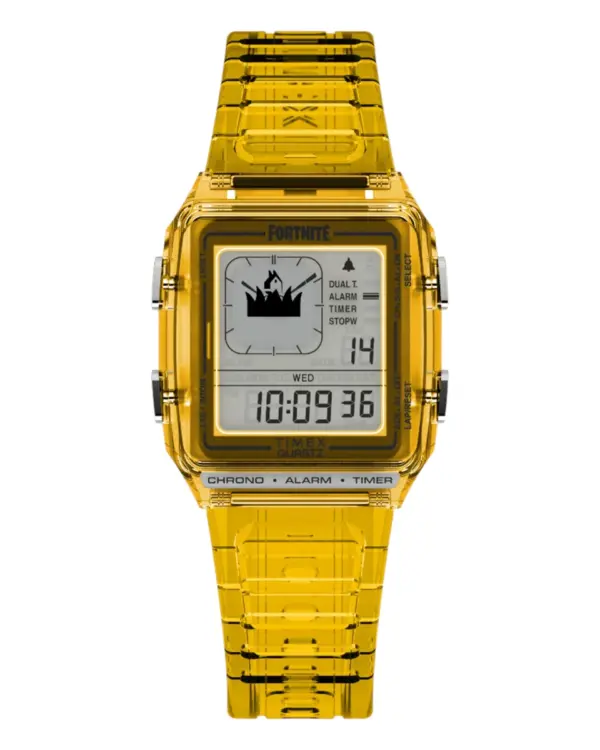 Timex Q Timex LCA x Fortnite med gult resinarmband Grå