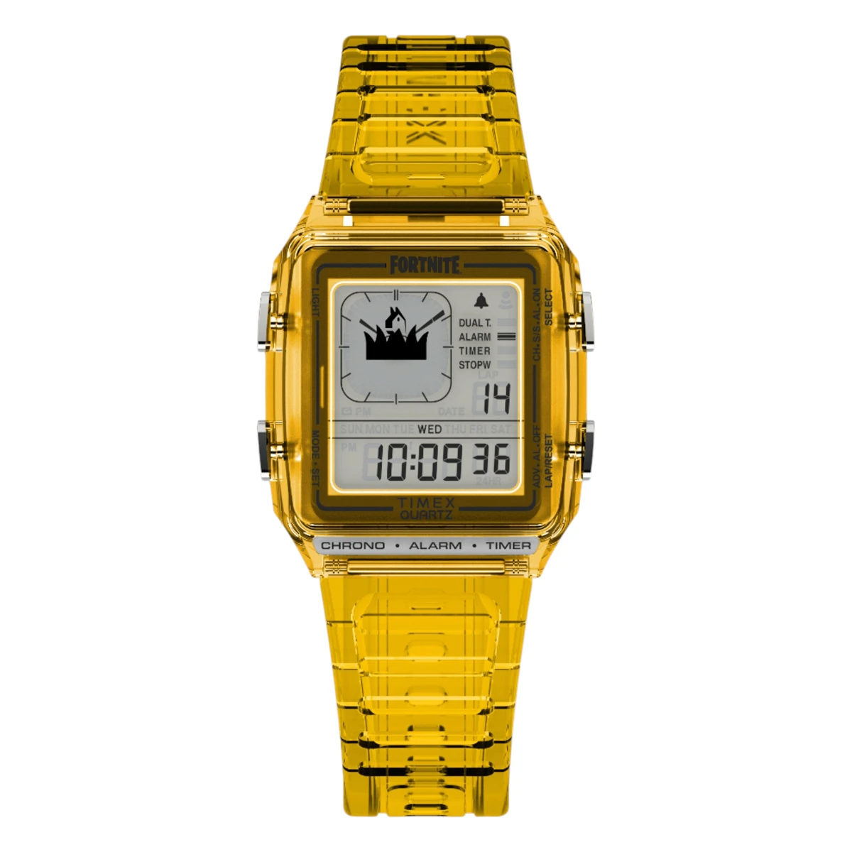 TW2W96600 Timex Q Timex LCA x Fortnite med gult resinarmband Grå