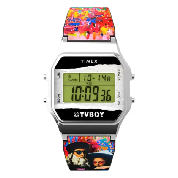 Timex T80 x TVBOY med flerfärgat resinarmband Grön