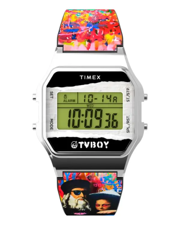Timex T80 x TVBOY med flerfärgat resinarmband Grön