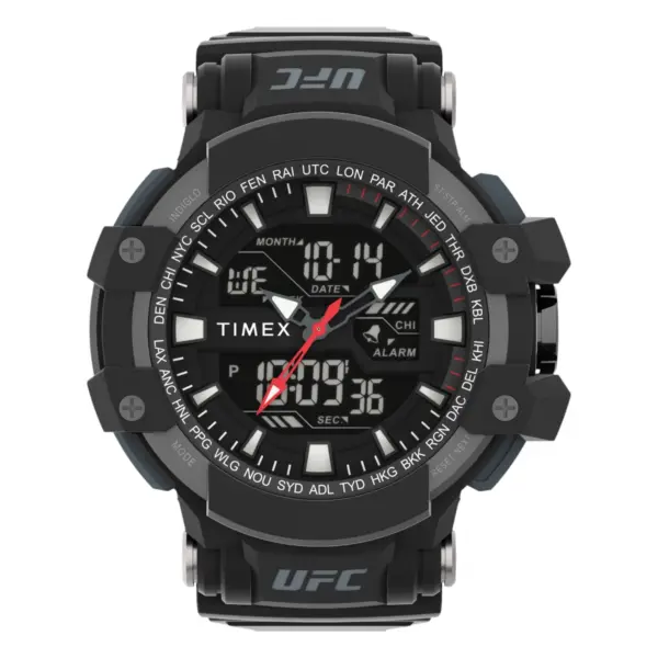 Timex digital herrklocka med svart gummiarmband – Svart