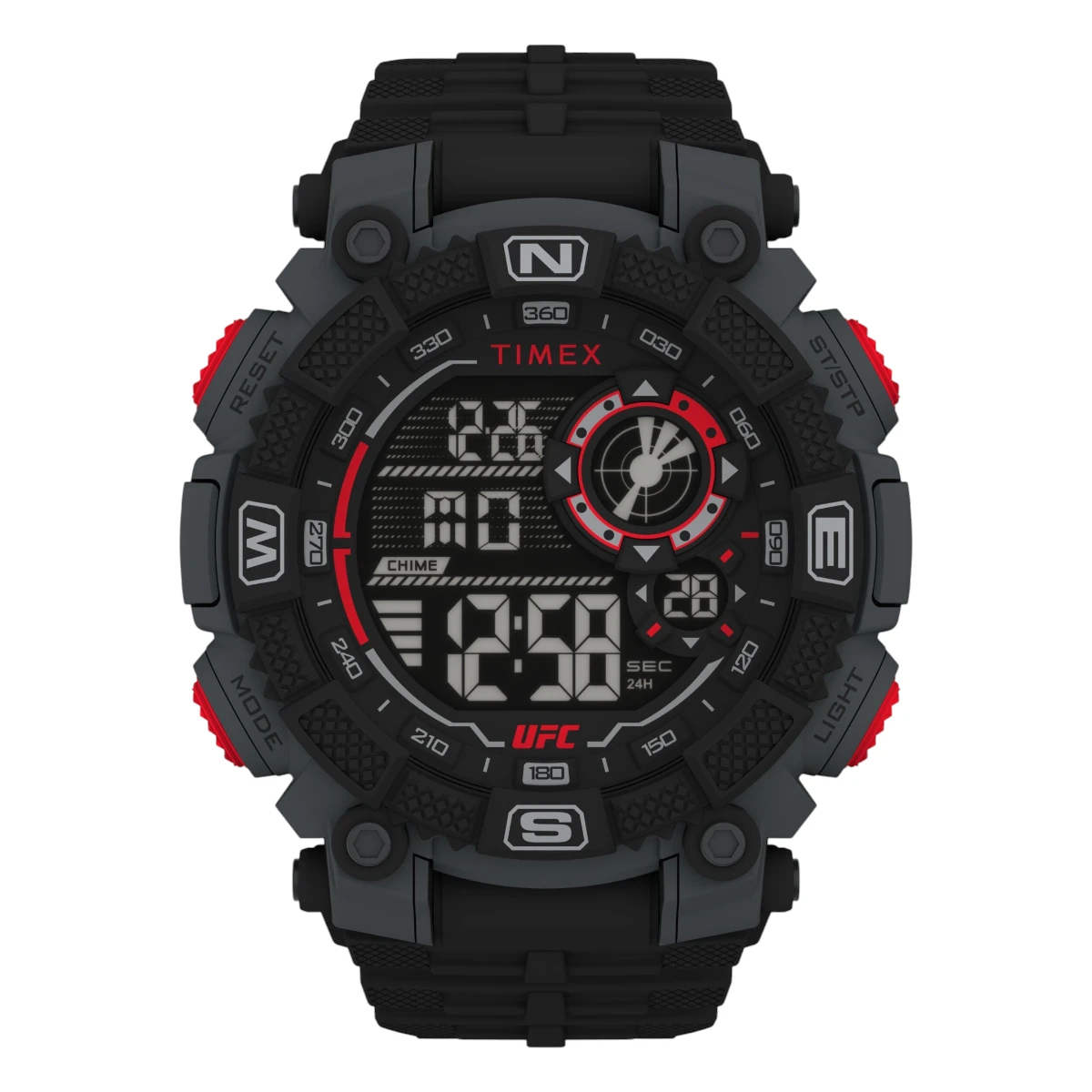 TW5M53700 Timex digital herrklocka med svart gummiarmband – Grå
