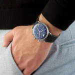 Armani Aviator Quartz Kronograf Läderarmband Blå