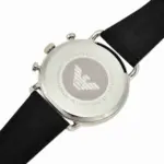 Armani Aviator Quartz Kronograf Läderarmband Svart