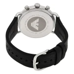 Armani Aviator Quartz Kronograf Läderarmband Svart