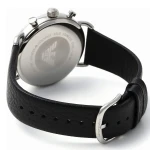 Armani Aviator Quartz Kronograf Läderarmband Svart