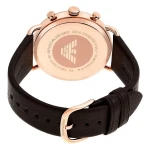 Armani Aviator Quartz Kronograf Roséguldfärgad Boett Läderarmband Grå