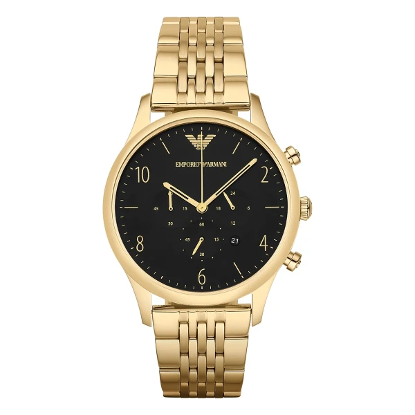 Armani Beta Quartz Kronograf Guldfärgad Stållänk Svart