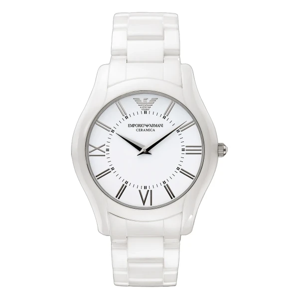 Armani Ceramica 43 mm Quartz Keramiklänk Vit