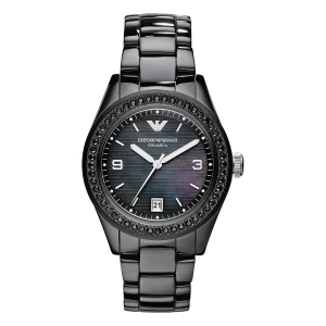 Armani Ceramica Quartz Keramiklänk Svart Pärlemor